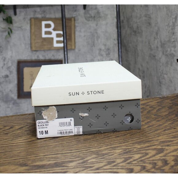 NWT Sun + Stone Womens Cecillee Triple Strap Mary Jane Flats Black Pat 10M - Picture 10 of 11